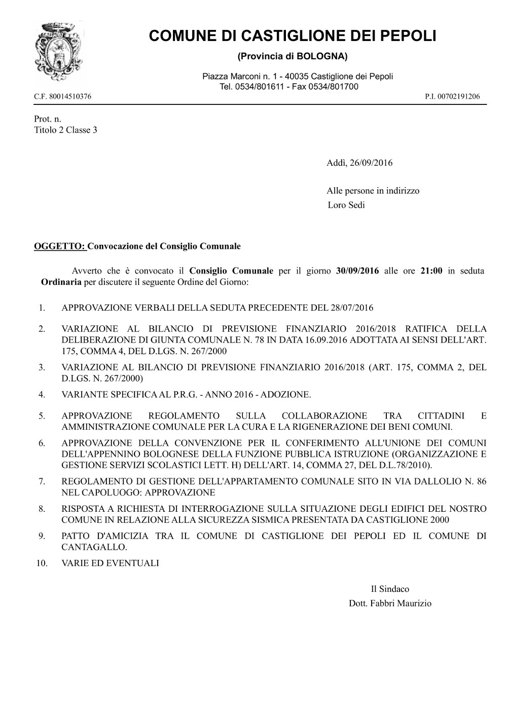 Convocazione CC